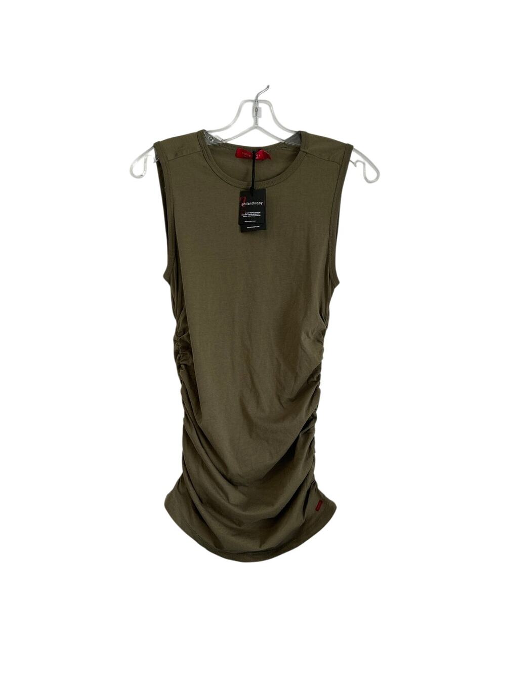 NWT n:philanthropy Crew Neck Ruched Side T-Shirt, Army Green, Women’s Medium